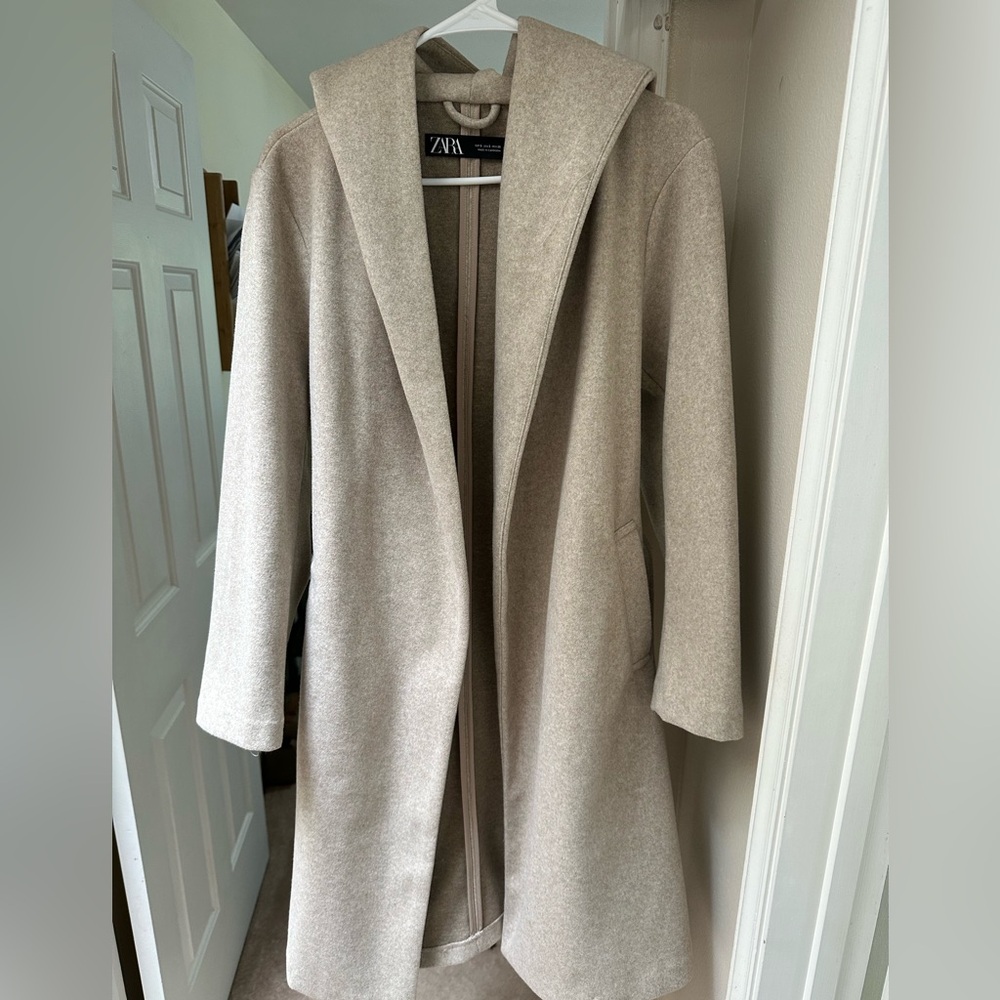 Zara Light Beige Wool Blend Coat